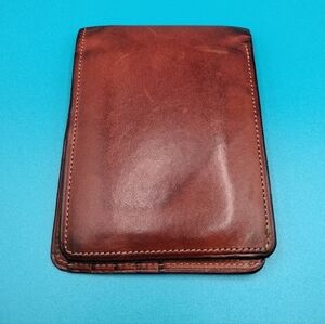 Rossi Caruso Men's Bi-fold Wallet Leather Card Holder Two Cash Slots Brown